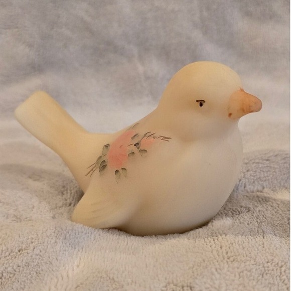 Fenton Other - Fenton Cameo Handpainted Bird Painted by Tony Figurine Floral Accent Collectible